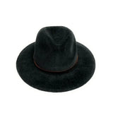 HAT FEDORA BRIM WITH FAUX LEATHER TRIM
