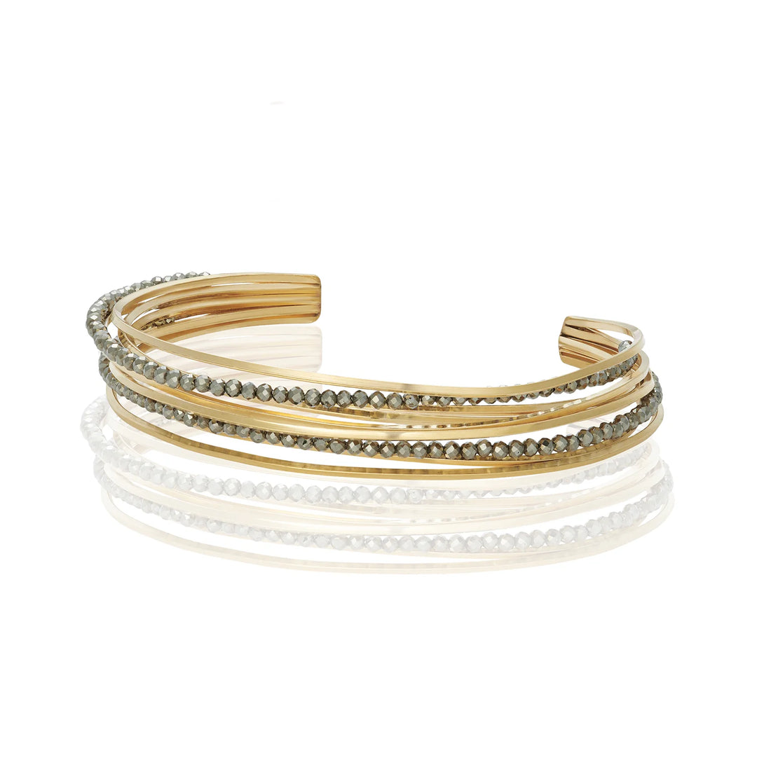 BRACELET MIA MULTI HOOPS OPEN END PYRITE