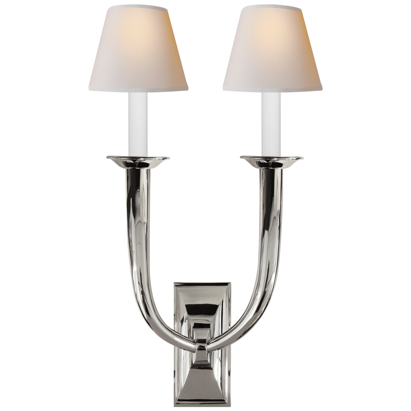 SCONCE DOUBLE HORN POLISHED NICKEL