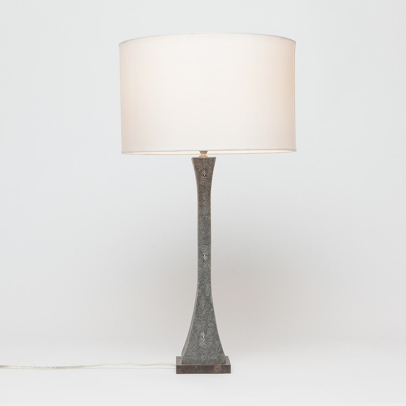 TABLE LAMP TAPERED COOL GRAY FAUX SHAGREEN