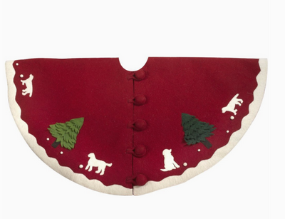 TREE SKIRT CHRISTMAS DOG BREEDS RED