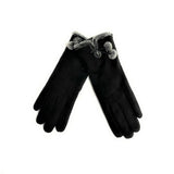 GLOVES MICRO SUEDE W/ FAUX FUR & POM POM TRIM