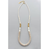 NECKLACE WITH JADE & BRASS LONG BEADED
