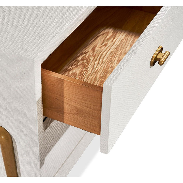 BEDSIDE TABLE WHITE LINEN BRASS #59058