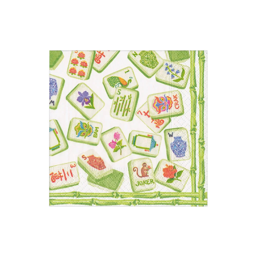 NAPKIN COCKTAIL MAHJONG GREEN