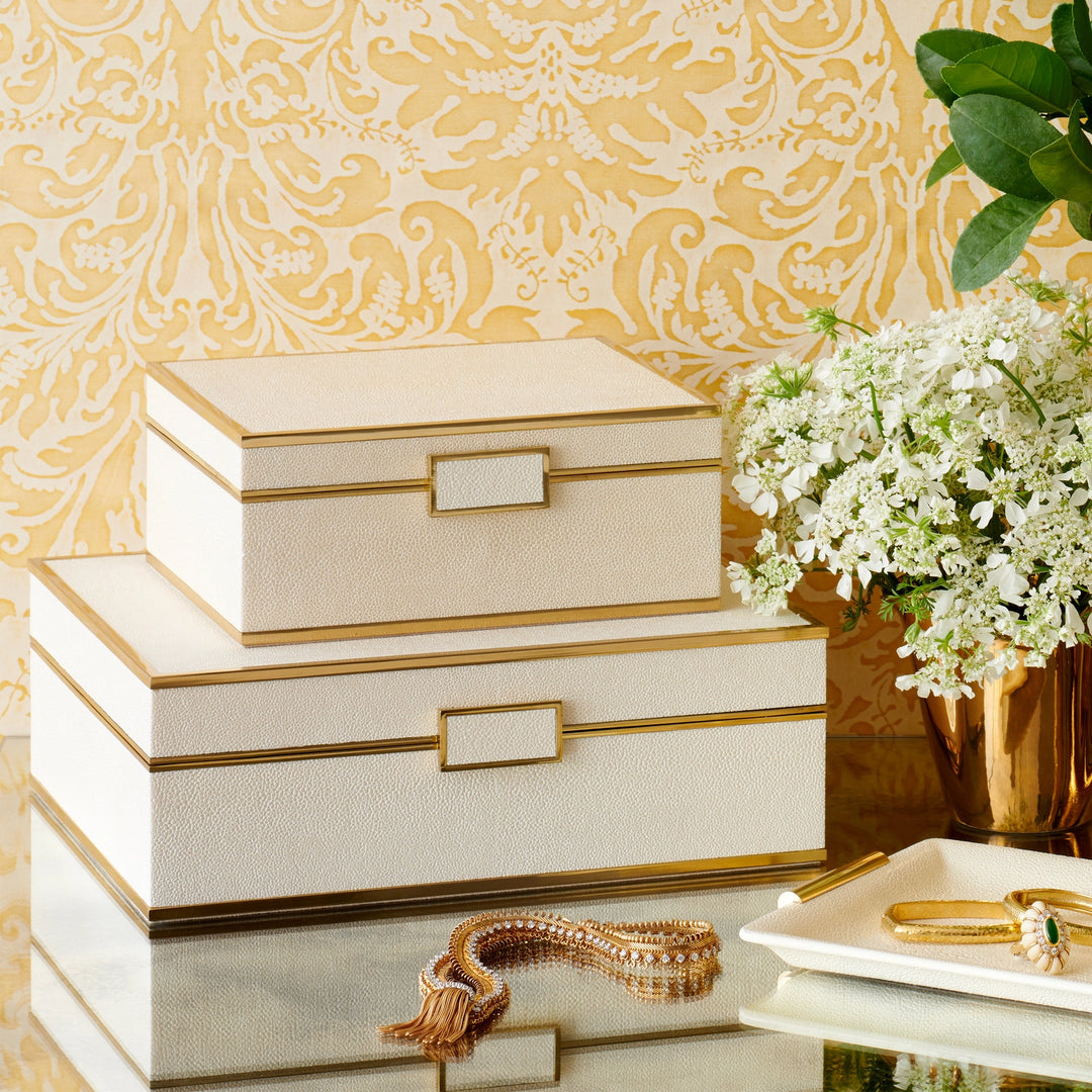 JEWELRY BOX CLASSIC SHAGREEN CREAM