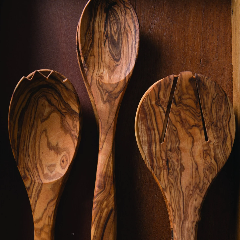 SERVING SET OLIVE WOOD ROUND #19227