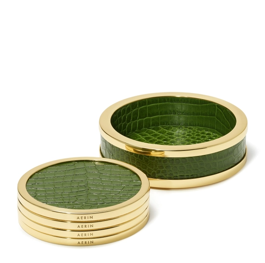AERIN COASTERS CROC LEATHER - SET OF 4 (AVAILABLE IN COLORS)