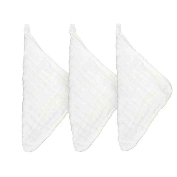 PARKER BABY WASHCLOTHS BABY MUSLIN WHITE S/6