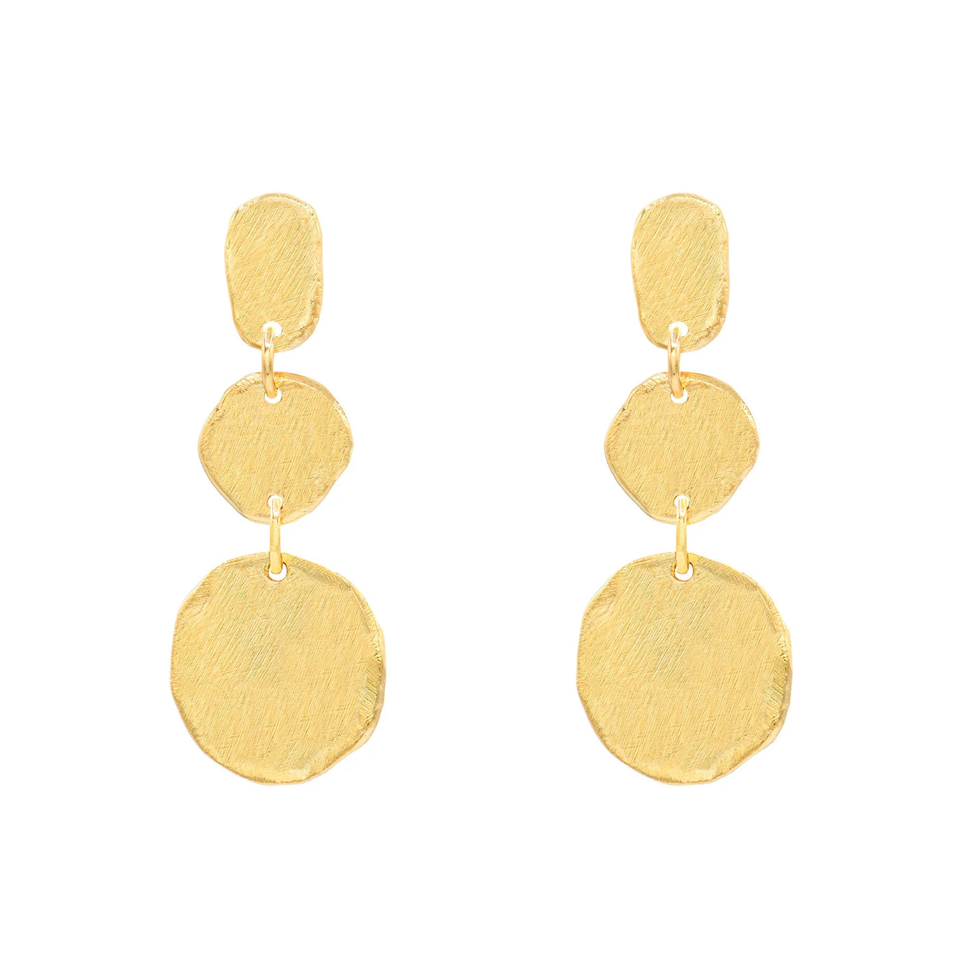 EARRING POST BRUSHED 3 COINS #78549