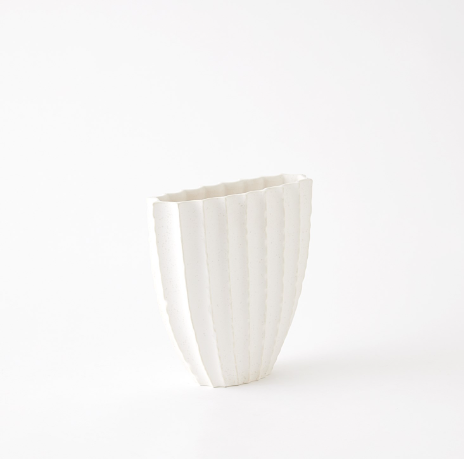 VASE WHITE RIBBED OFF WHITE (Available in 2 Sizes)