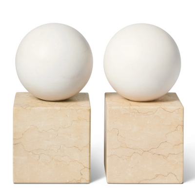 AERIN BOOKENDS ODETTE WHT MARBLE S/2