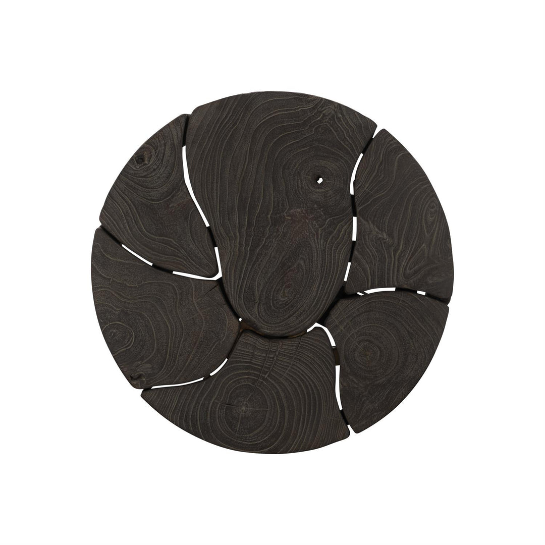 SIDE TABLE ROUND SLICED TEAK TOP #59917
