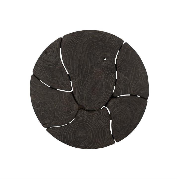 SIDE TABLE ROUND SLICED TEAK TOP #59917