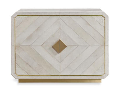 CHEST TWO DOOR OFF WHITE & GREY HAIR ON HIDE #72985