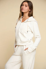 HOODIE FULL ZIP RIBBED