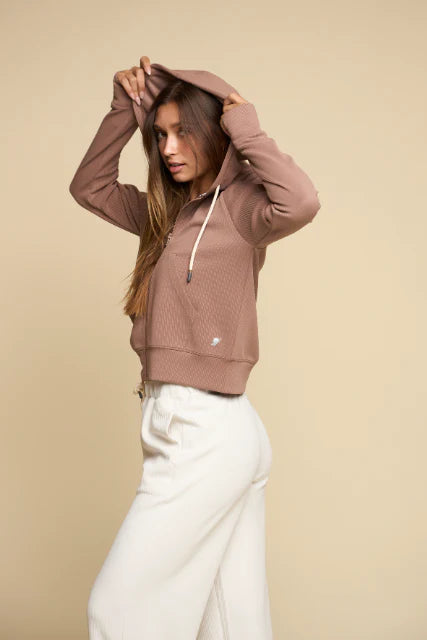 HOODIE FULL ZIP RIBBED