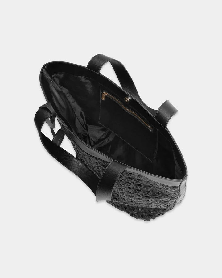 TOTE BAG BLACK BRAIDED BLACK