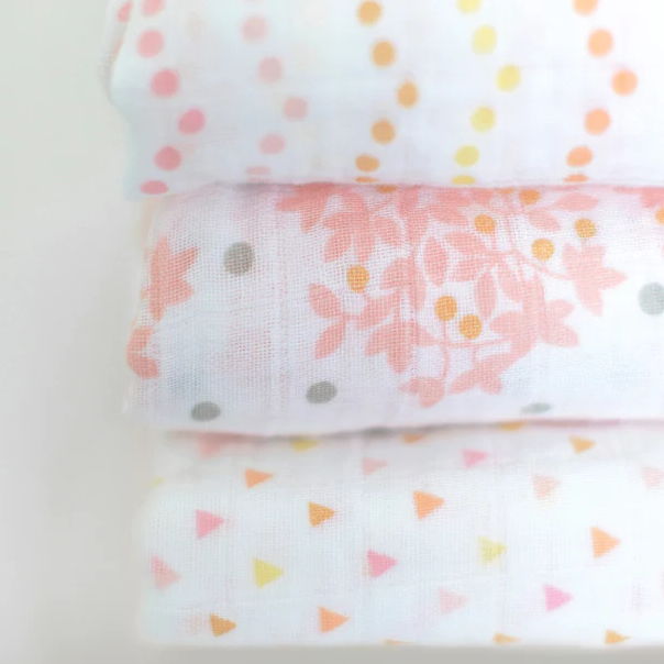 BLANKET MUSLIN FLORAL SHIMMER S/3 #66447