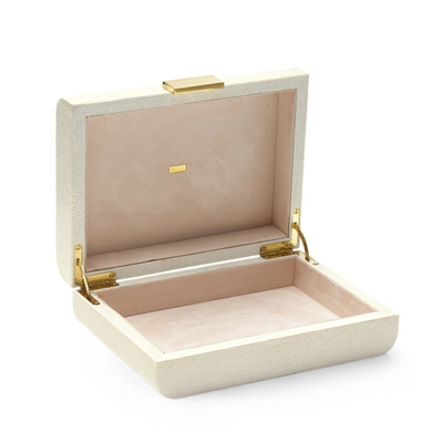 AERIN JEWELRY BOX MODERN SHAGREEN CREAM (AVAILABLE IN 2 SIZES)