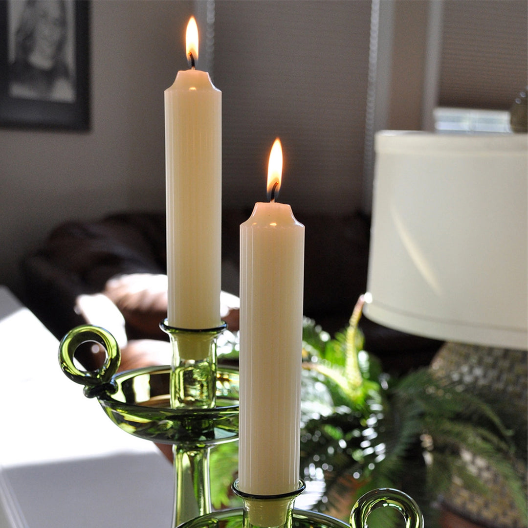 7" TAPER CANDLE RIBBED IVORY