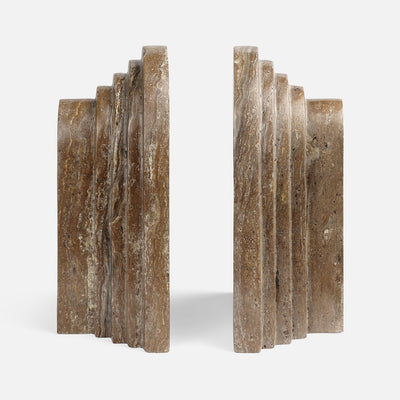 BOOKENDS GRAY TRAVERTINE S/2