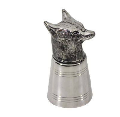 STIRRUP CUP FOX HEAD SILVER PLATE