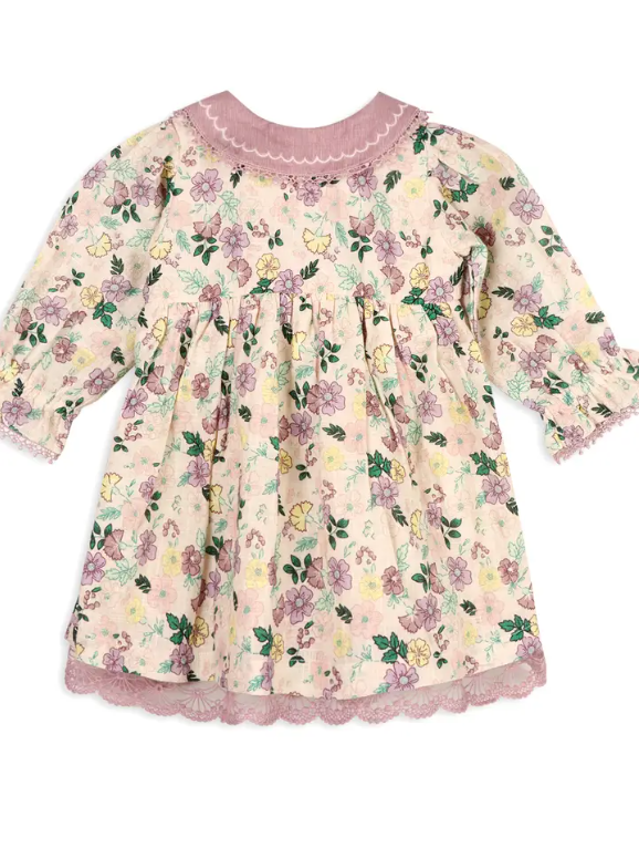 DRESS+BLOOMER FLORAL COLLAR LILAC S/2