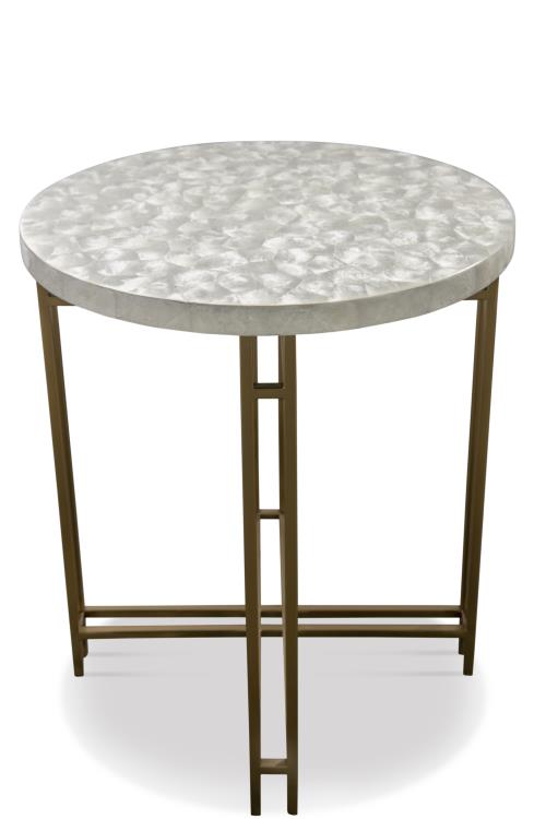 TABLE SIDE ROUND WHITE CAPIZ TOP