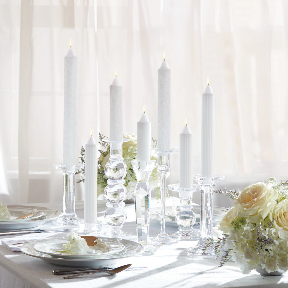 9" TAPER CANDLE RIBBED WHITE
