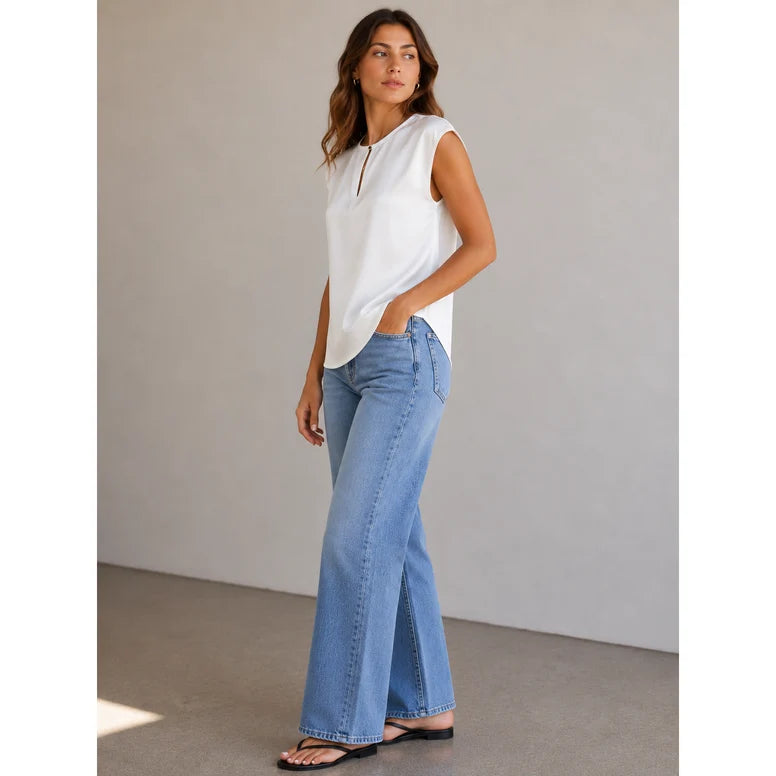 TOP SATIN CAP-SHOULDER WINA OFF WHITE