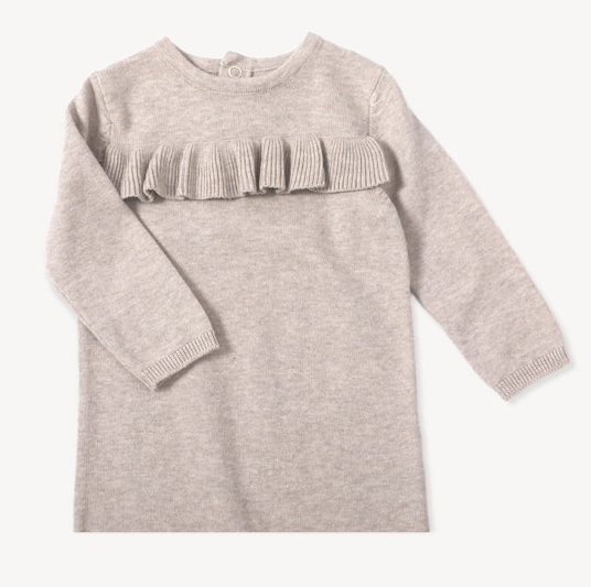 JUMPSUIT SWEATER KNIT RUFFLE OATMEAL HEATHER (Available in 2 Sizes)