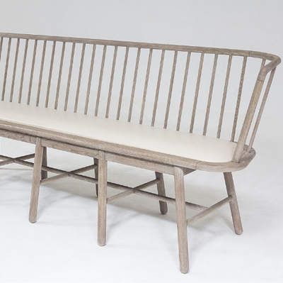 BENCH LONG MOHAIR GREY OAK WIRE