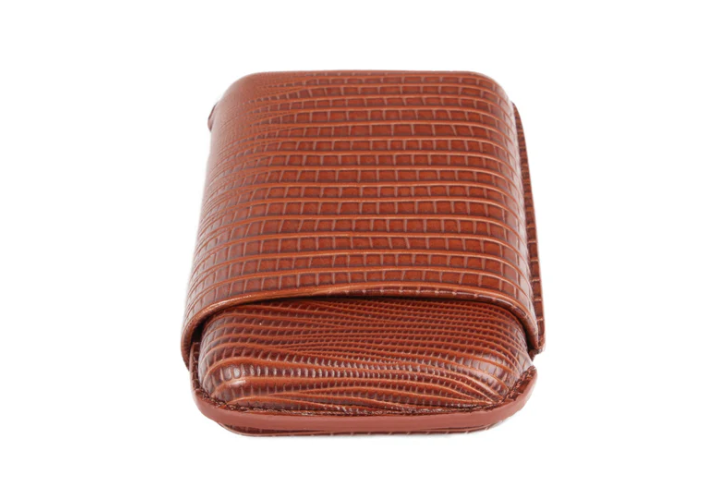 CIGAR HOLDER BROWN CROC TRIPLE