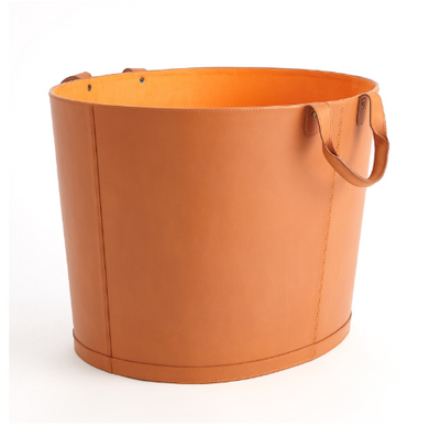 BASKET OVAL LEATHER ORANGE