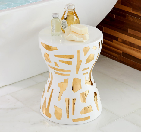 STOOL GOLD/WHITE