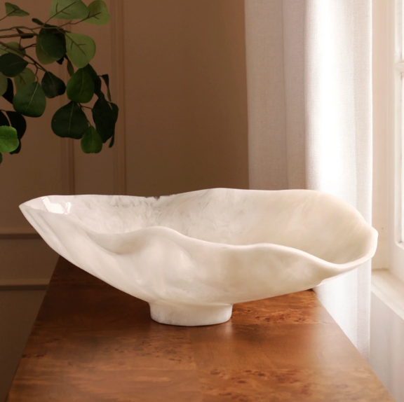 BOWL OVAL LARGE WHITE SWIRL