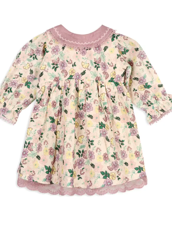 DRESS&BLOOMER SET FLORAL COLLAR LILAC (Available in 2 Sizes)