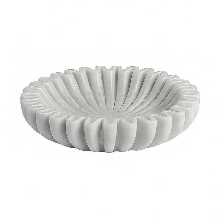 BOWL MARBLE FLUTED WHITE
