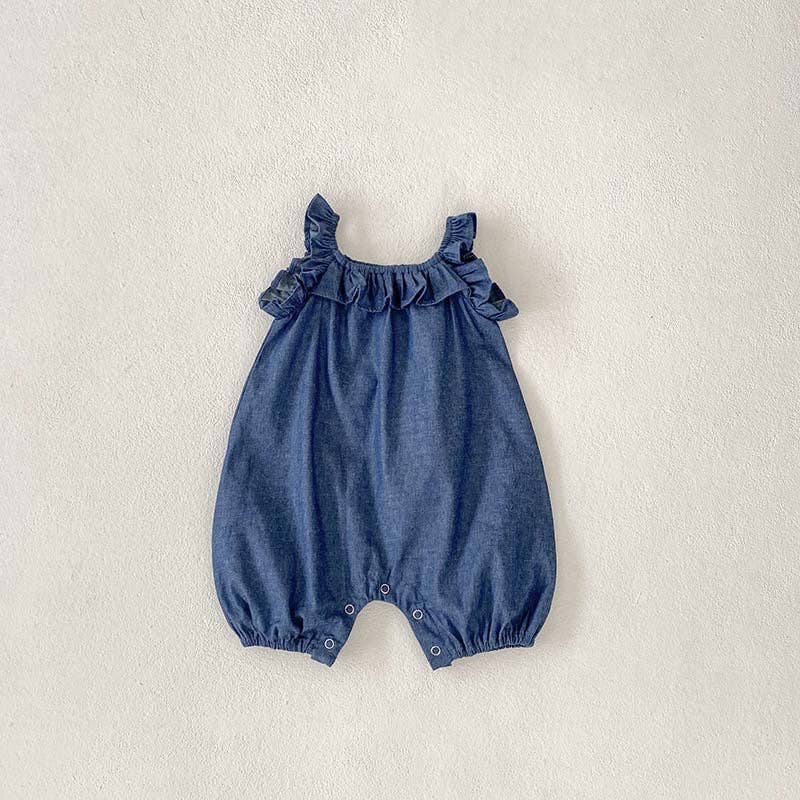 BODYSUIT DENIM SLEEVELESS RUFFLE