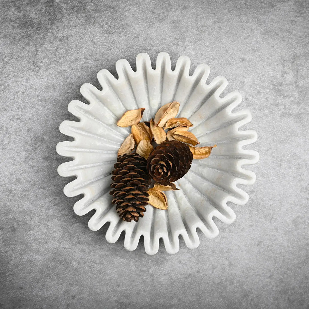 BOWL MARBLE FLUTED WHITE