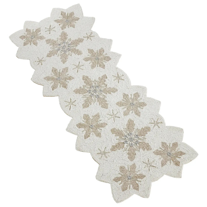 TABLE RUNNER BEADED SNOWFLAKES