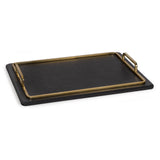 TRAY LEATHER RECTANGLE NATURAL BRASS LARGE