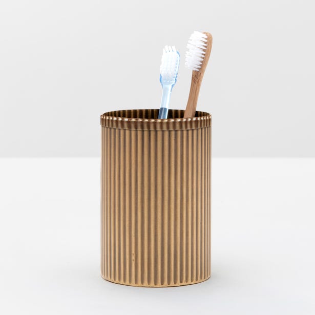 BATH COLLECTION ANTIQUE BRASS RIBBED METAL