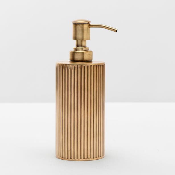 BATH COLLECTION ANTIQUE BRASS RIBBED METAL