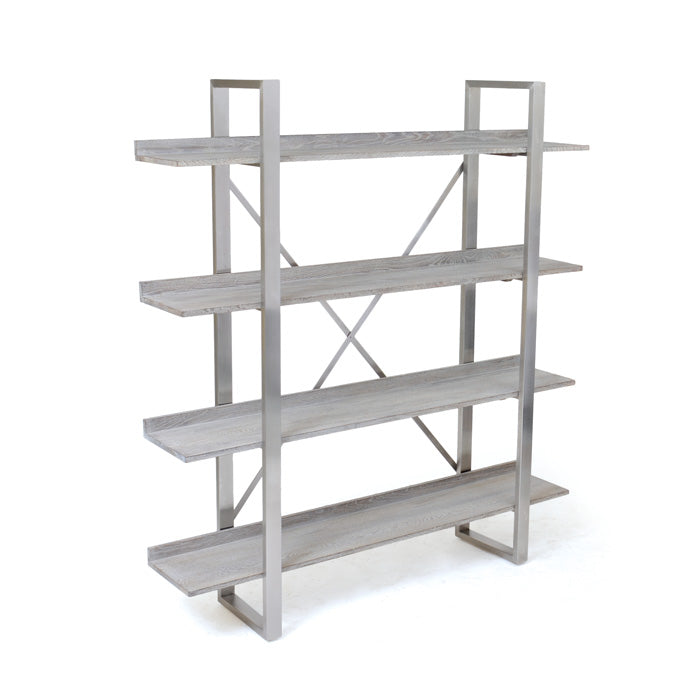 ETAGERE SHELVES WHITE WASH WOOD POLISHED NICKEL #20119