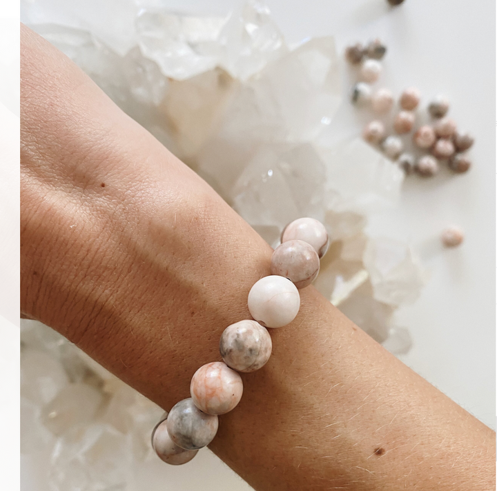 BRACELET BEADS PINK ZEBRA LARGE #78262