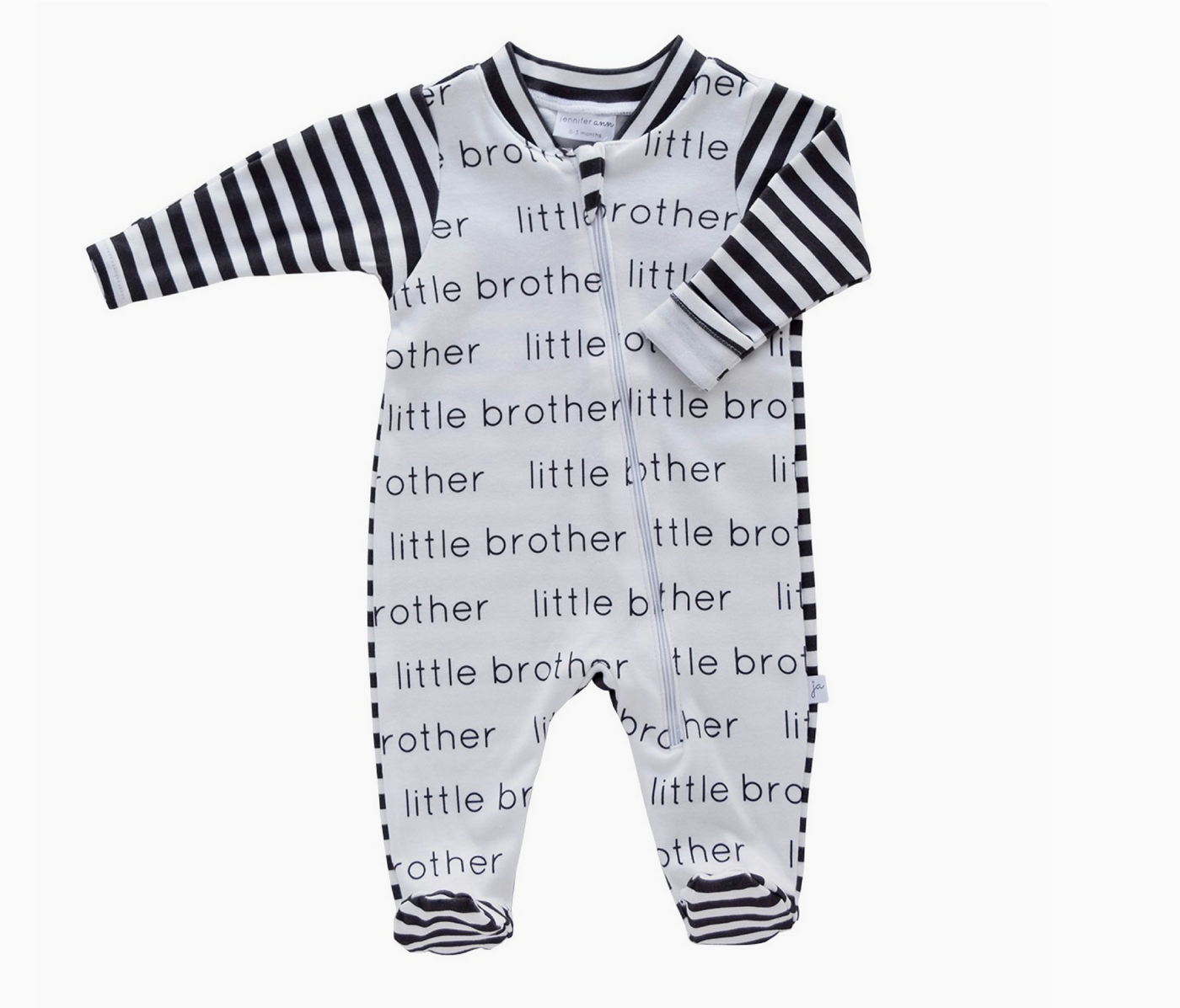 ZIP FOOTIE LIL BRO STRIPES BLACK #72363