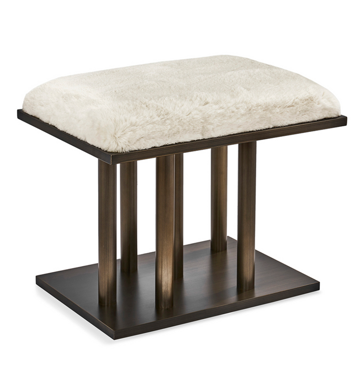 STOOL IVORY FUR TOP #78401 (NRD)