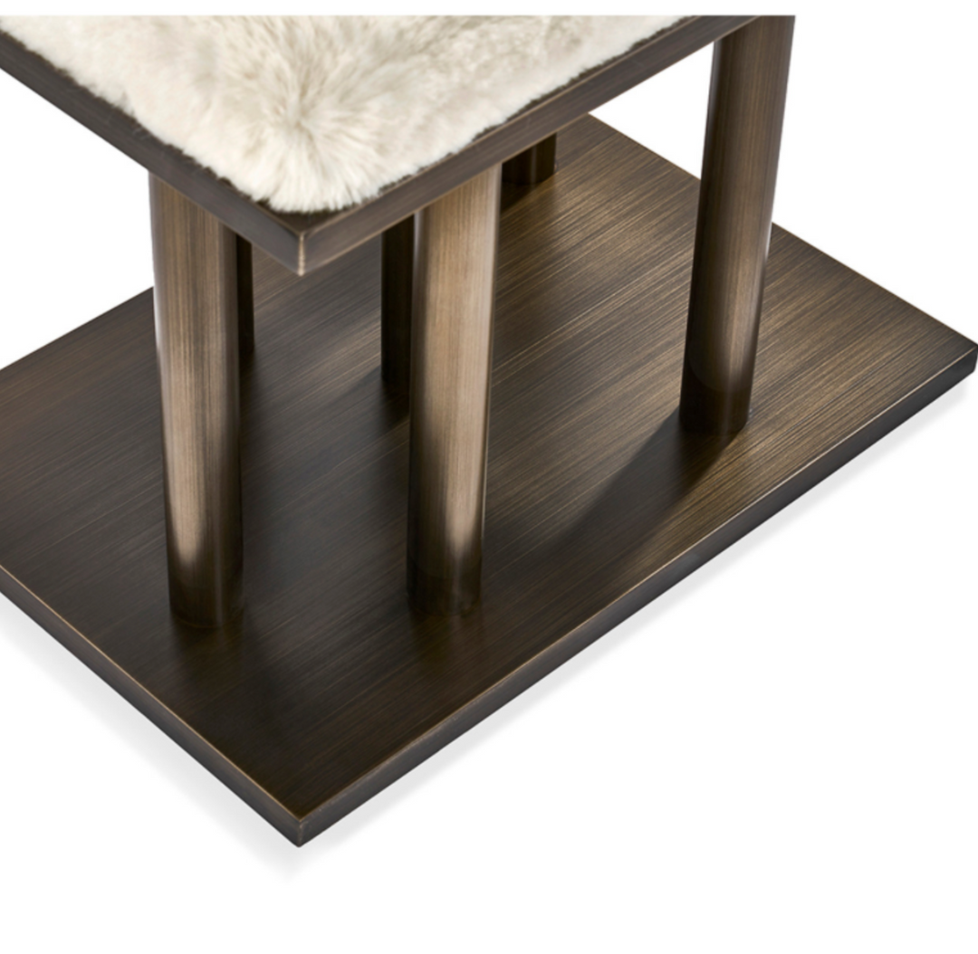 STOOL IVORY FUR TOP #78401 (NRD)